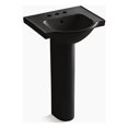thumbnail image 1 of Kohler K-5265-4-7 21 in. Veer Pedestal Bathroom Sink with 4 in. Centerset Faucet Hole - Black, 1 of 2