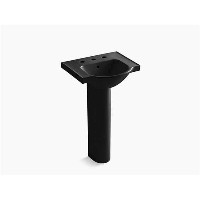 Kohler K526587 21 in. Veer Pedestal Bathroom Sink with 8 in. Widespread Faucet Hole Black