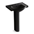 thumbnail image 1 of Kohler K-5266-8-7 24 in. Veer Pedestal Bathroom Sink with Widespread Faucet Holes, Black, 1 of 2
