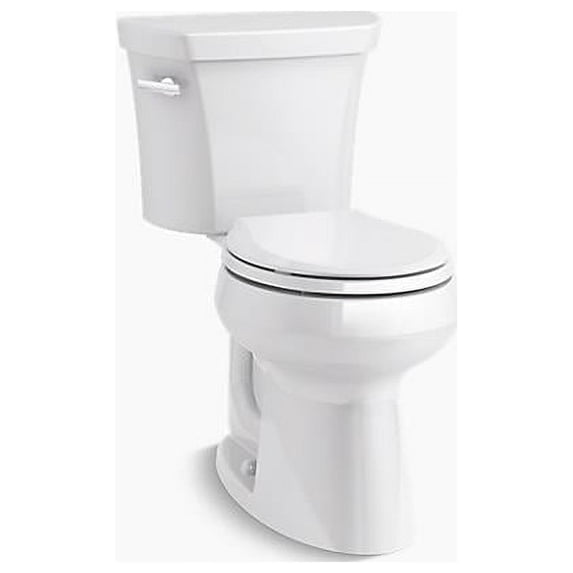 Kohler K-5481-0 1.28 GPF Highline Comfort Height Round-Front Toilet with Class Five Flush Technology & Left-Hand Trip Lever, White - 2 Piece