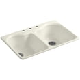 thumbnail image 1 of Kohler K-5818-3 Hartland 33" Double Basin Top-Mount Enameled Cast-Iron Kitchen Sink - Off, 1 of 5