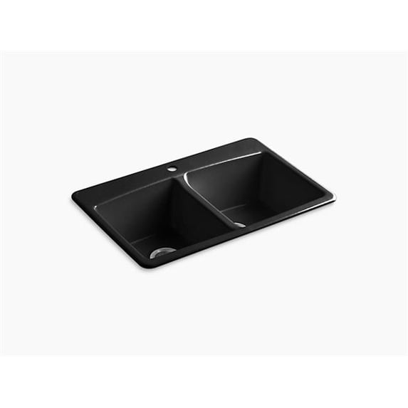 Kohler K-5846-1 Brookfield 33" Double Basin Top-Mount Enameled Cast-Iron Kitchen Sink -