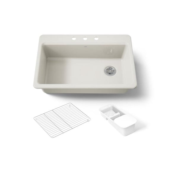 Kohler 5871-3A2-96 33 in. Top-Mount Single Bowl Workstation Kitchen Sink - Biscuit