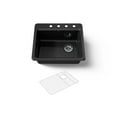 thumbnail image 1 of Kohler 5872-4A1-7 25 in. Top-Mount Single Bowl Kitchen Sink with 4-Hole - Black, 1 of 7