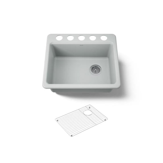 Kohler 5872-5UA1-95 25 in. Undermount Single Bowl Kitchen Sink - Ice Gray