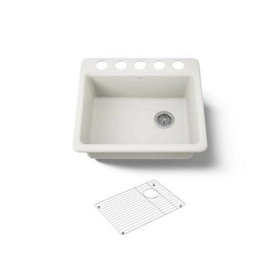 Kohler 5872-5UA1-96 25 in. Undermount Single Bowl Kitchen Sink - Biscuit