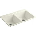 thumbnail image 1 of Kohler K-5873-3 Deerfield 33" Double Basin Top-Mount Enameled Cast-Iron Kitchen Sink - Off, 1 of 6