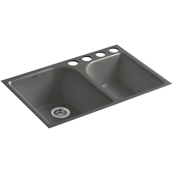 Kohler K-5931-4U Executive Chef 33" Double Basin Under-Mount Enameled Cast-Iron Kitchen