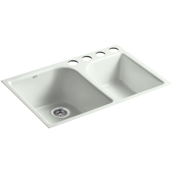Kohler K-5931-4U Executive Chef 33" Double Basin Under-Mount Enameled Cast-Iron Kitchen