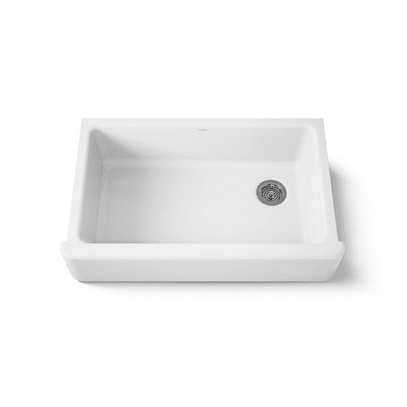 KOHLER 6489-0 Whitehaven 35 3/4" Undermount Single-Bowl Farmhouse Sink, Self-Trimming Tall Apron Front, White, 36 Inch