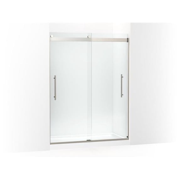 Kohler 702423-L-BNK 78 x 59.62 in. Levity Plus Frameless Sliding Shower Door with 0.31 in. Thick Crystal Clear Glass - Anodized Brushed Nickel