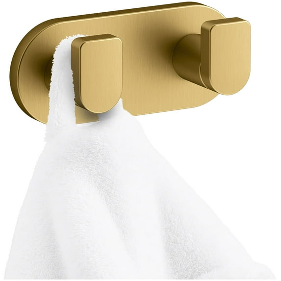 Kohler K-73146 Composed Double Robe Hook Rack - Vibrant Brushed Moderne Brass