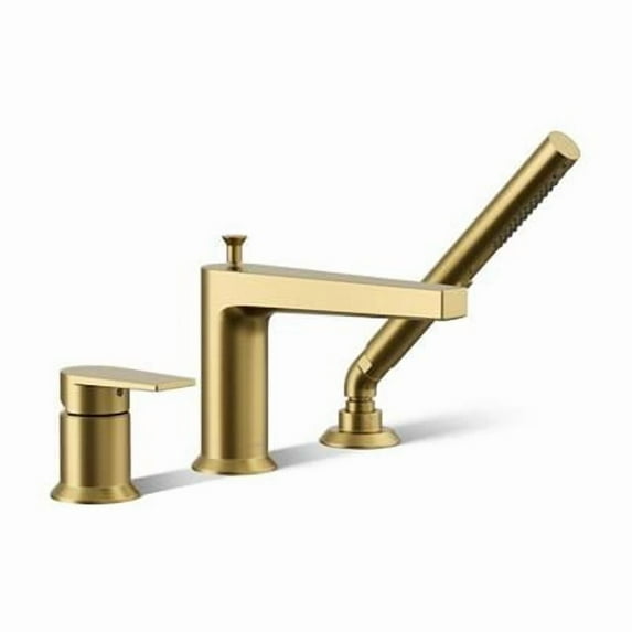 Kohler 74032-4-2MB 3 Hole Deck Mount Bath Faucet with Hand Shower - Vibrant Brushed Moderne Brass