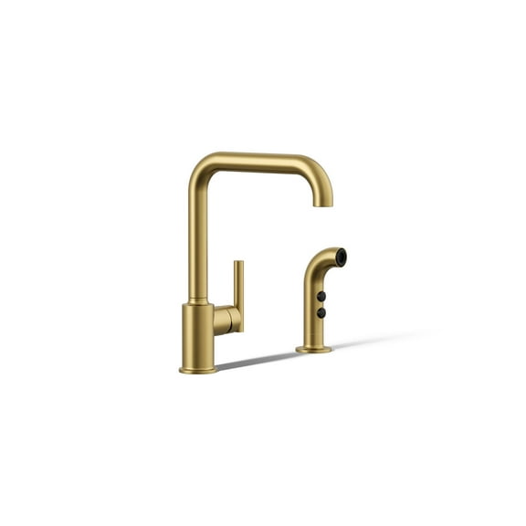 KOHLER Purist Two-hole Kitchen Sink Faucet With 8-in Spout And Matching Finish Sidespray