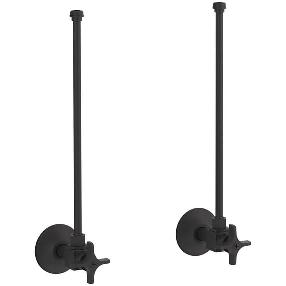 Kohler 7605-P-BL 0.375 in. NPT Angle Supplies with Cross Stop Handle & Annealed Vertical Tube - Matte Black - Pack of 2