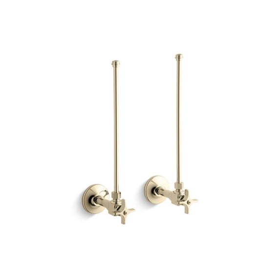 Kohler 7605-P-AF Angle Supplies with Cross Stop Handle & Annealed Vertical Tube, 0.375 in. NPT - Vibrant French Gold - Pack of 2