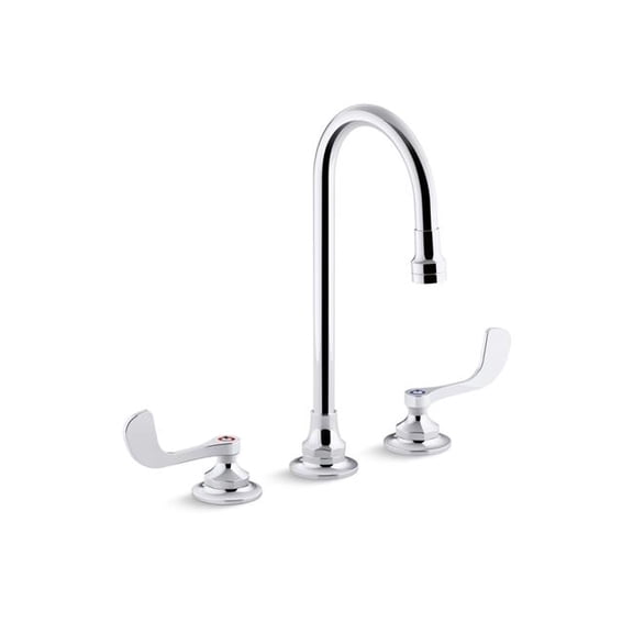 Kohler 800T70-5ANL-CP 0.5 GPM Widespread Bathroom Sink Faucet with Laminar Gooseneck Flow Spout & Wristblade Handles - Polished Chrome