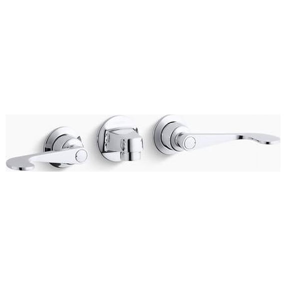 Kohler K-8046-5A-CP Triton Shelf-Back Commercial Bathroom Sink Faucet with Grid Drain & Wristblade Lever Handle - Polished Chrome