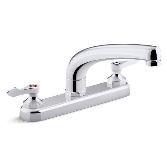 Kohler 810T20-4AFA-CP 1.8 GPM Kitchen Sink Faucet with 8.2 in. Swing Aerated Spout Flow & Lever Handles - Polished Chrome