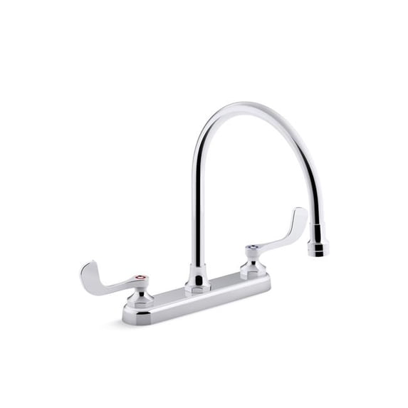 Kohler 810T70-5AFA-CP 9.312 in. 1.8 GPM Triton Bowe Kitchen Sink Faucet with Gooseneck Aerated Spout Flow & Wristblade Handles - Polished Chrome