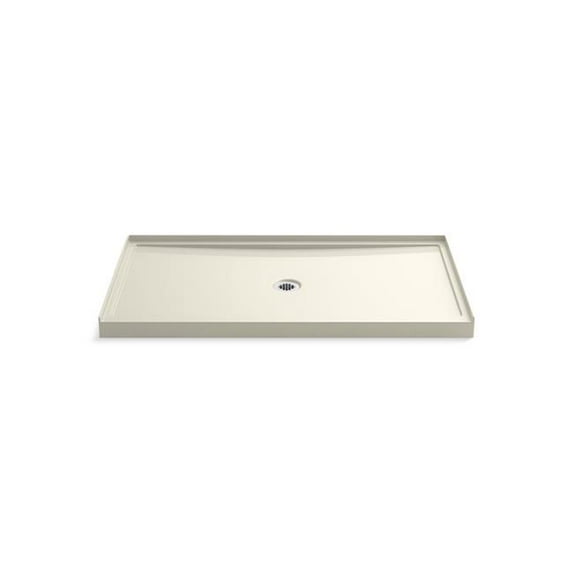 Kohler 8649-96 60 x 34 in. Rely Alcove Shower Center Base Drain - Biscuit