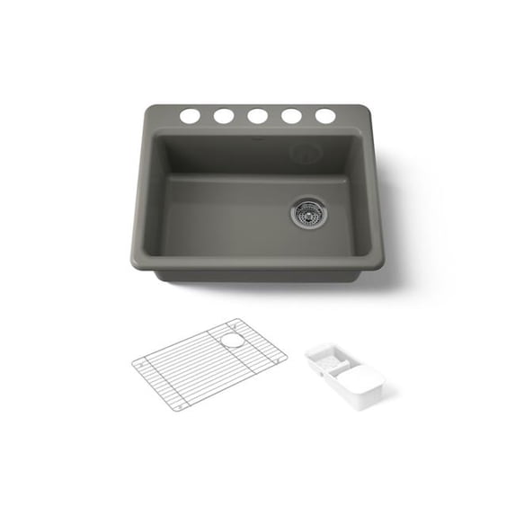 Kohler 8668-5UA2-58 27 in. Undermount Single Bowl Workstation Kitchen Sink - Thunder Gray