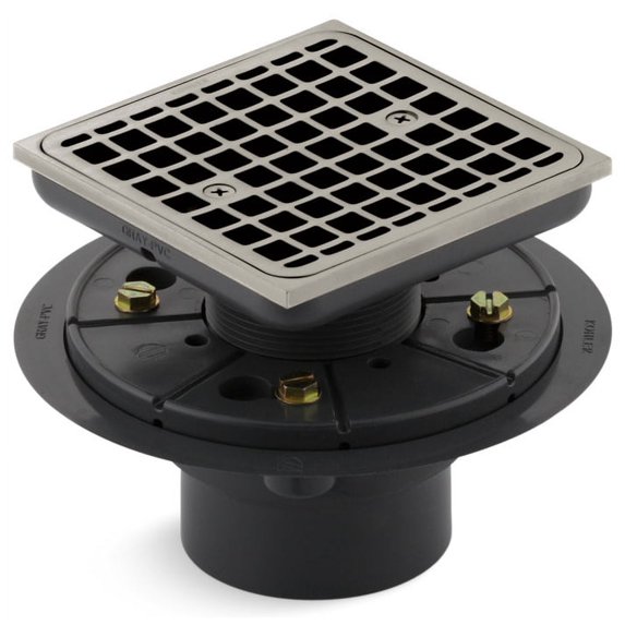 Square Design Tile-in Shower Drain in Vibrant Brushed Nickel
