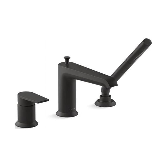 Kohler 97070-4-BL 1.75 GPM 1 Handle Deck-Mount Bath Faucet with Hand Shower - Matte Black