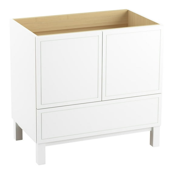 Kohler K-99506-LG-1WA 36 in. Jacquard Bathroom Vanity Cabinet with Furniture Legs, 2 Doors & 1 Drawer - Linen White