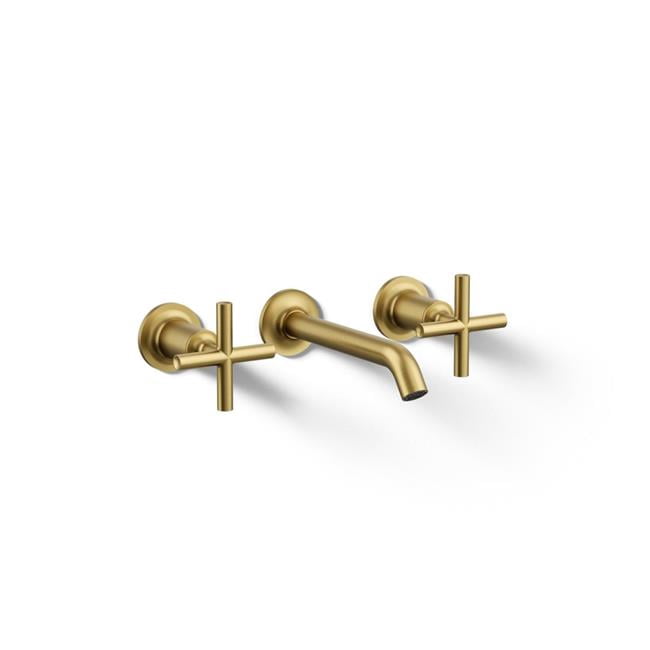 Kohler T14413-3-2MB Wall Mount Bathroom Sink Faucet Trim with Cross Handles, 1.2 GPM - Vibrant Brushed Moderne Brass