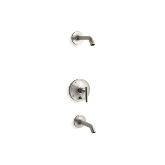 Kohler T14420-4L-BN 35 deg Spout Rite-Temp Bath & Shower Trim Kit with Push-Button Diverter & Cross Handle - Vibrant Brushed Nickel