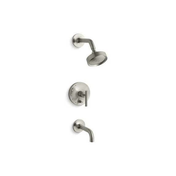 Kohler T14421-4-BN Rite-Temp Bath & Shower Trim Kit with Push-Button Diverter & Lever Handle, 2.5 GPM - Vibrant Brushed Nickel