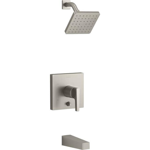 Kohler Honesty Rite-Temp Bath & Shower Trim with Showerhead & Lever Handle - Vibrant Brushed Nickel