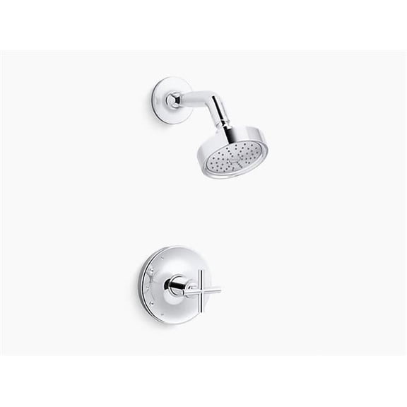 Open Box Kohler K-TS14422-3G-CP Purist Rite-Temperature Shower Trim with Cross Handle & 1.75GPM Showerhead - Polished Chrome