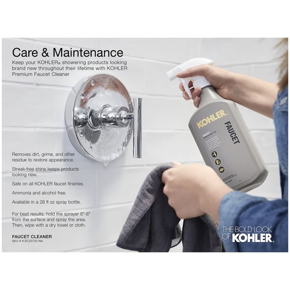 Kohler K-TLS12007-4S-CP Fairfax Rite-Temperature Bath & Shower Trim Set with Lever Handle & Slip-Fit Spout, Less Showerhead - Polished Chrome