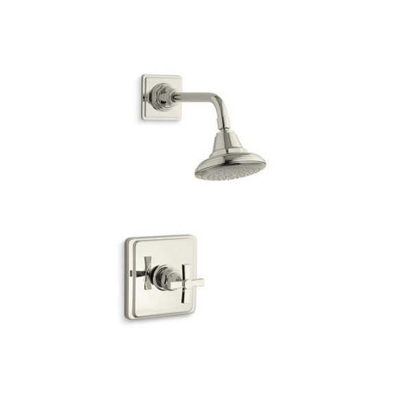 Kohler TS13134-3A-SN Rite-Temp Shower Trim Kit with Cross Handle, 2.5 GPM - Vibrant Polished Nickel