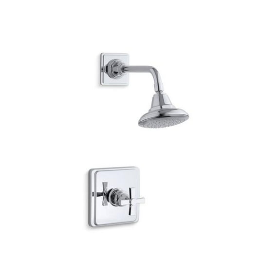 Kohler TS13134-3A-CP Rite-Temp Shower Trim Kit with Cross Handle, 2.5 GPM - Polished Chrome