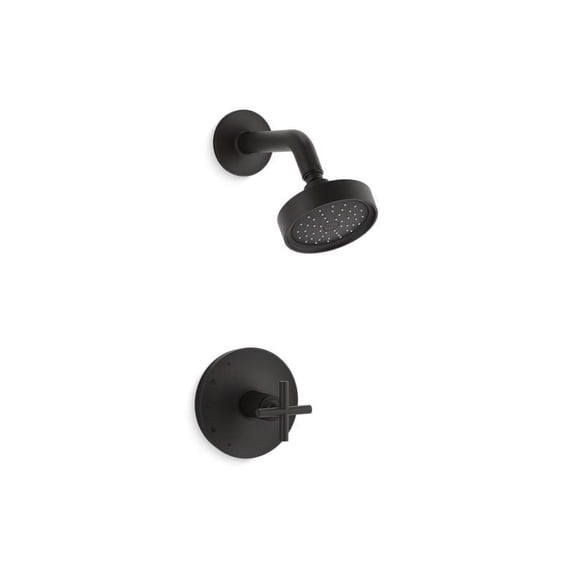 Kohler TS14422-3G-BL Rite-Temp Shower Trim Kit with Cross Handle, 1.75 GPM - Matte Black