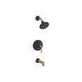 thumbnail image 1 of Kohler K-Ts27421-4 Tone Tub And Shower Trim Package - Matte Black with Moderne Brass, 1 of 1