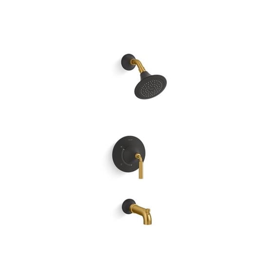 Kohler K-Ts27421-4 Tone Tub And Shower Trim Package - Matte Black with Moderne Brass