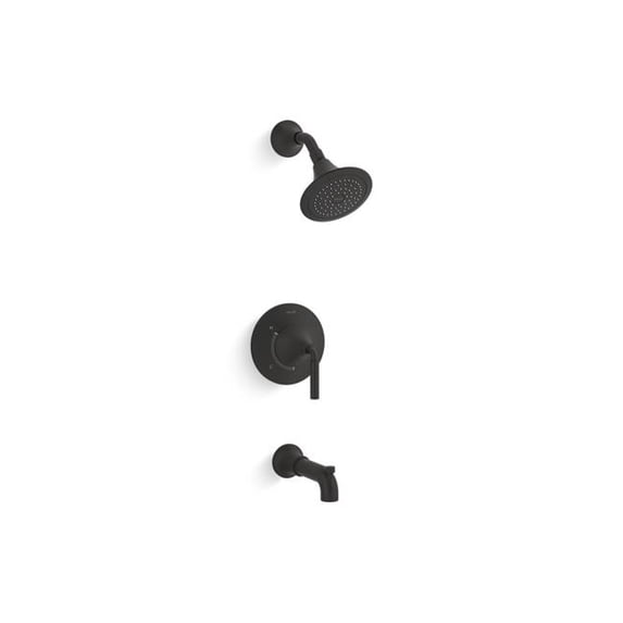 Kohler 1.75 GPM Tone Rite-Temp Pressure-Balancing Bath & Shower Faucet Trim Set - Matte Black