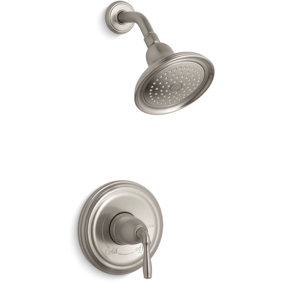 KOHLER K-TS396-4-BN DevonshireR Rite-TempR Shower Valve Trim with Lever Handle and 2.5 gpm showerhead, 1, Vibrant Brushed Nickel 1 Vibrant Brushed Nickel