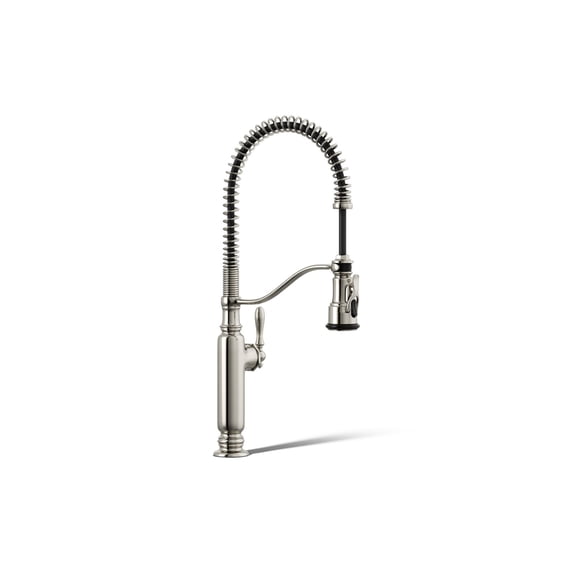 KOHLER Tournant Semi-Professional Pull-Down Kitchen Sink Faucet, Commercial Kitchen Faucet with Pull Down Sprayer, 77515-SN, Vibrant Polished Nickel