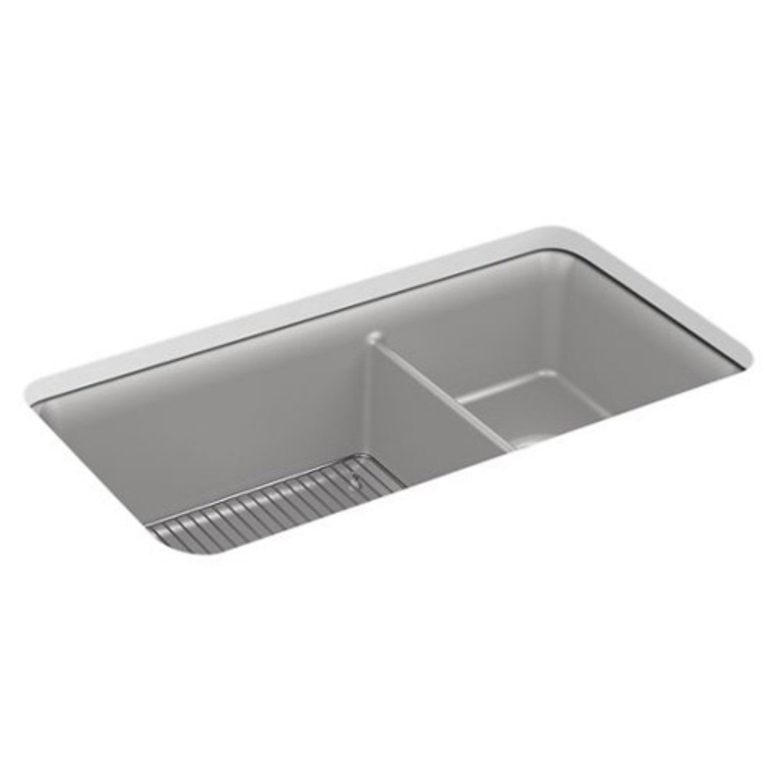 Kohler K 8204 Cairn 33 1 2 Undermount Double Basin Stone Composite Kitchen Sink Grey Walmart