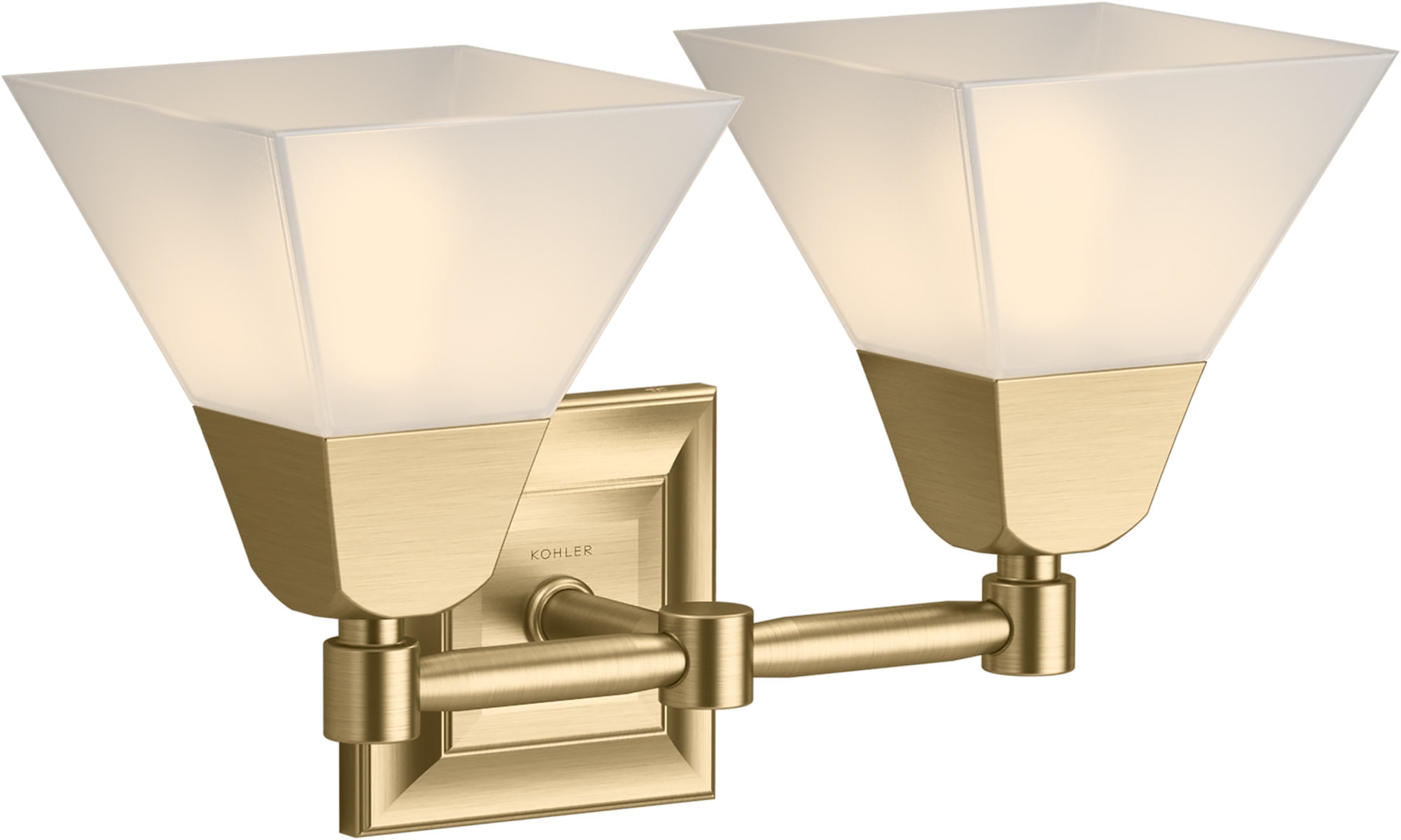 Elegant Moderne Brushed Gold 2-Light Bathroom Sconce