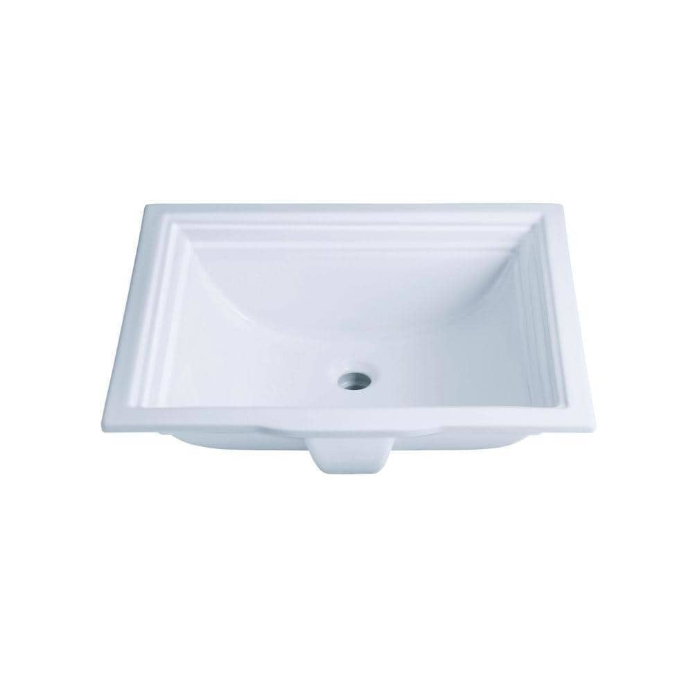 White Rectangular Ceramic Undermount Bathroom Sink