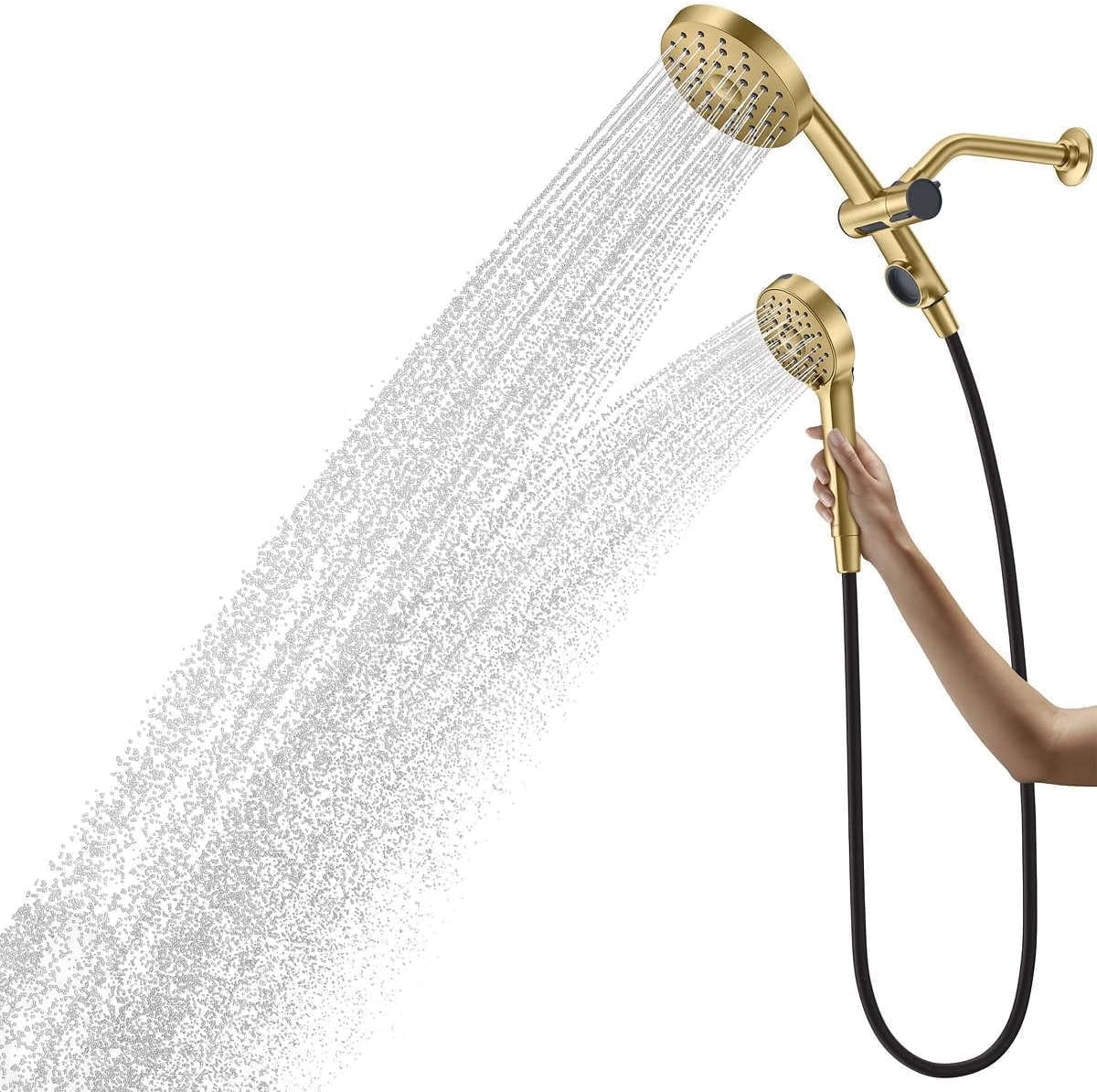 Gold Wall Mounted Multi-Head Shower System with Magnetic Docking