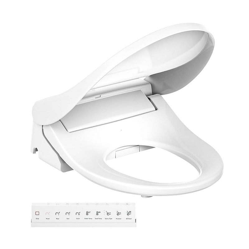 Kohler PureWash E875 Round Bidet Seat White K-30969-0 Heated Seat Warm Water Dryer Remote Auto Lid Nightlight Deodorizer Smart Toilet Seat Round Front Easy Install