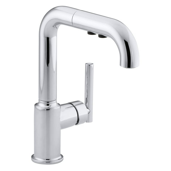 Kohler Purist Single-Hole Kitchen Sink Faucet with 7 in. Pull-Out Spout - Polished Chrome