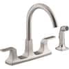 Kohler Rubicon 2-Handle Standard Kitchen Faucet with Sidespray in Vibrant Stainless, K-R26582-VS